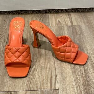 Vince Camuto Orange Quilted Heeled Sandals 7.5